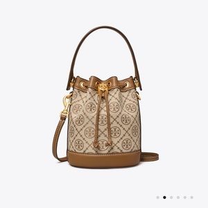 SOLD! Authentic NWT Tory Burch T MONOGRAM JACQUARD MINI BUCKET BAG